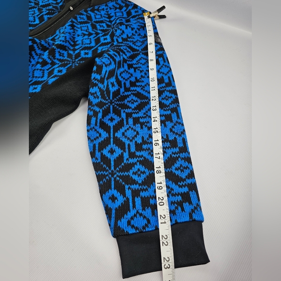 Talbots Cozy Fleeceback Knit Jacket - Snowflake Blue Black Size XLP - Picture 10 of 10